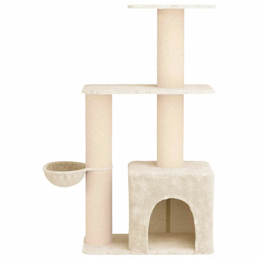 Arbre à chat avec poteaux à griffer en sisal Crème 133 cm - 4