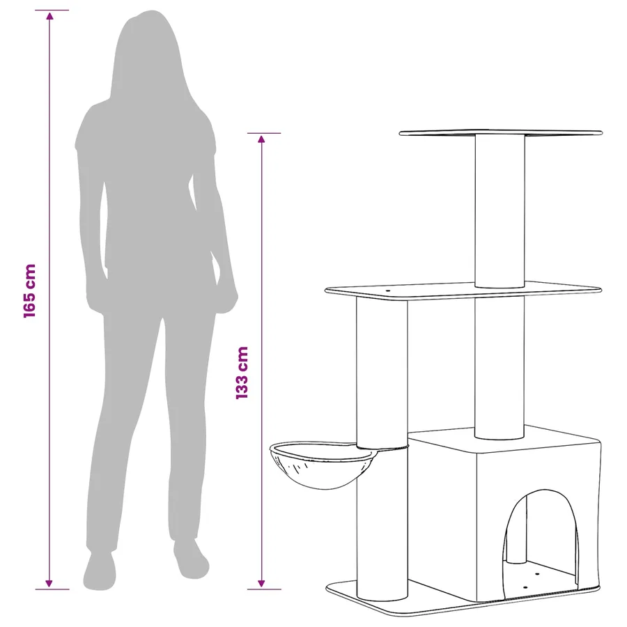 Arbre à chat avec poteaux à griffer en sisal Crème 133 cm - 9