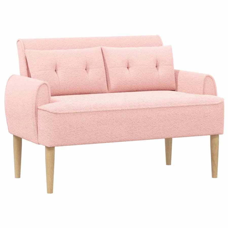 Canapé love seat avec capitonnage en boutons Rose Bouclé - 2