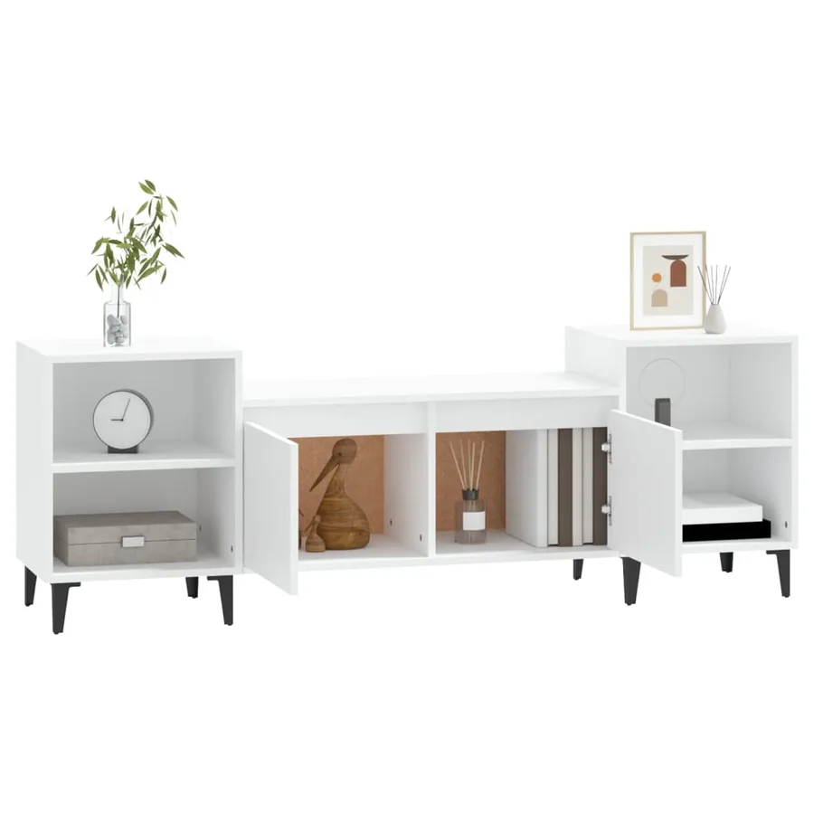 Meuble TV Blanc 160x35x55 cm Bois d'ingénierie - 4