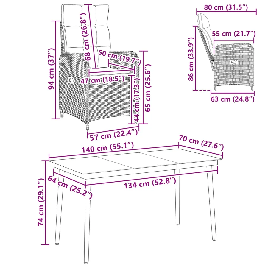 Ensemble de Tables Basses avec coussin avec oreiller 5 pcs - 11
