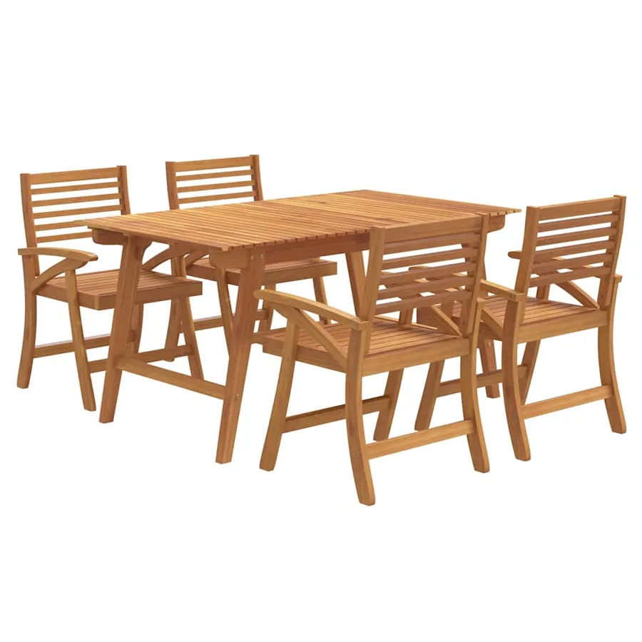 Ensemble à manger de jardin 5 pcs Bois d'acacia solide - 3
