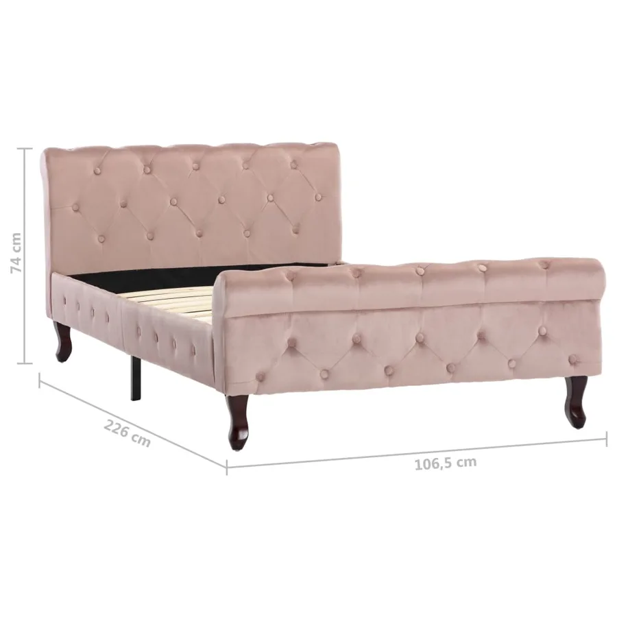 Cadre de lit sans matelas Rose Velours 100x200 cm - 7
