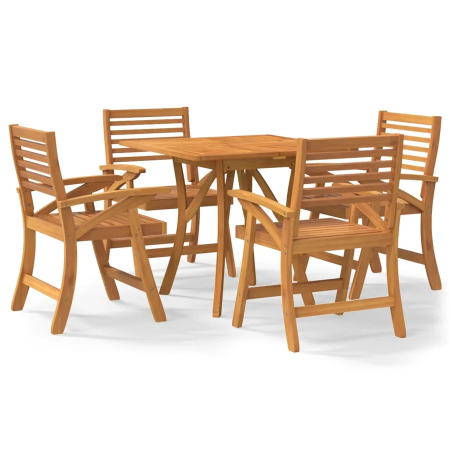 Ensemble à manger de jardin 5 pcs Bois d'acacia solide - 2