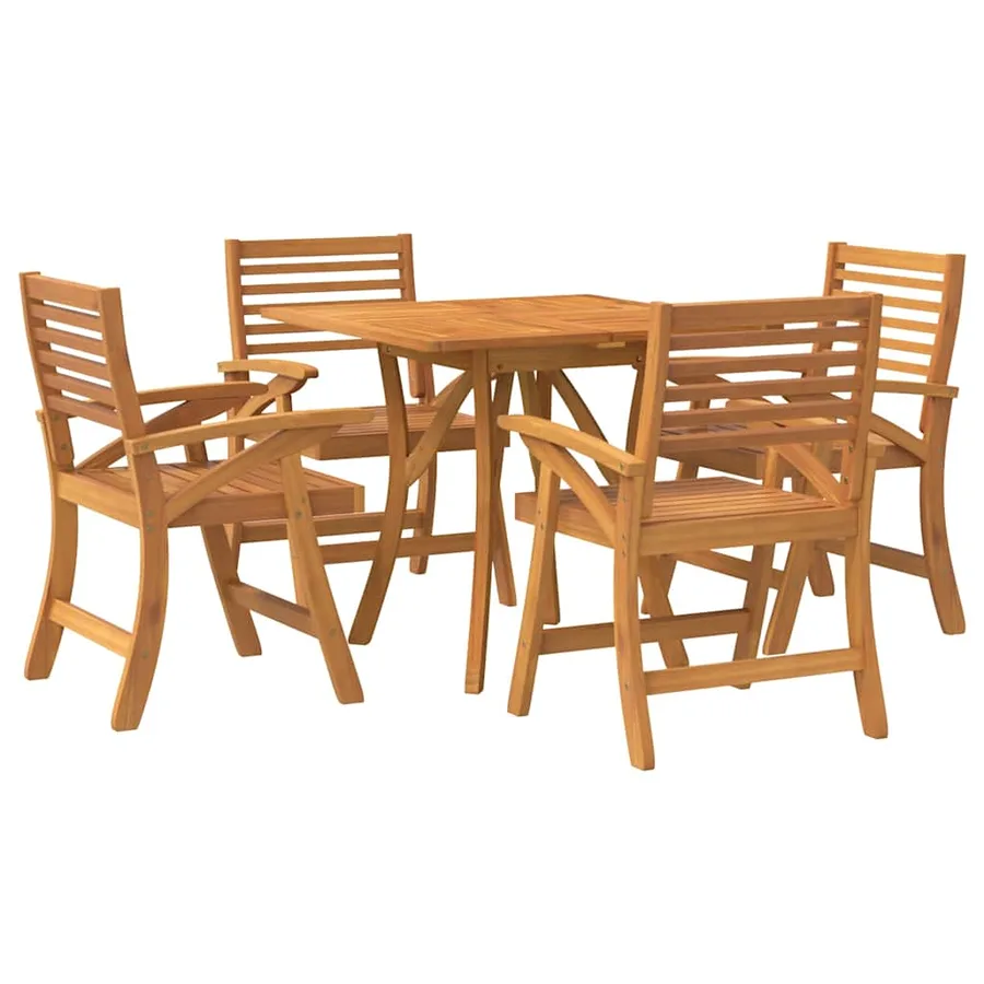 Ensemble à manger de jardin 5 pcs Bois d'acacia solide - 3