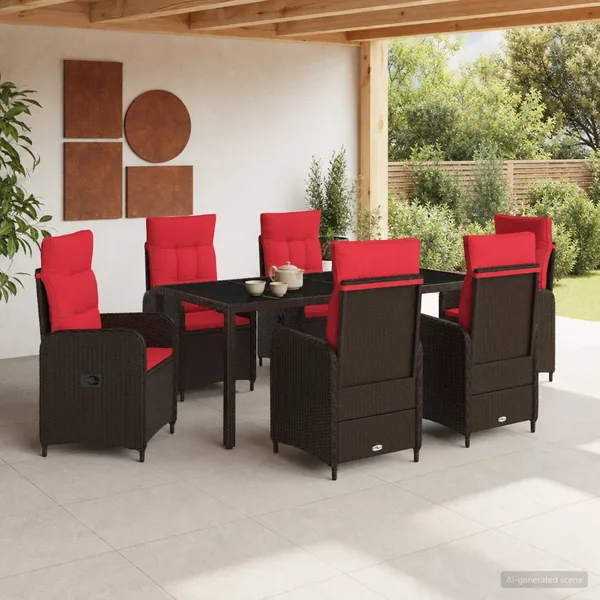 Ensemble de repas extérieur 7 pcs polyrotin