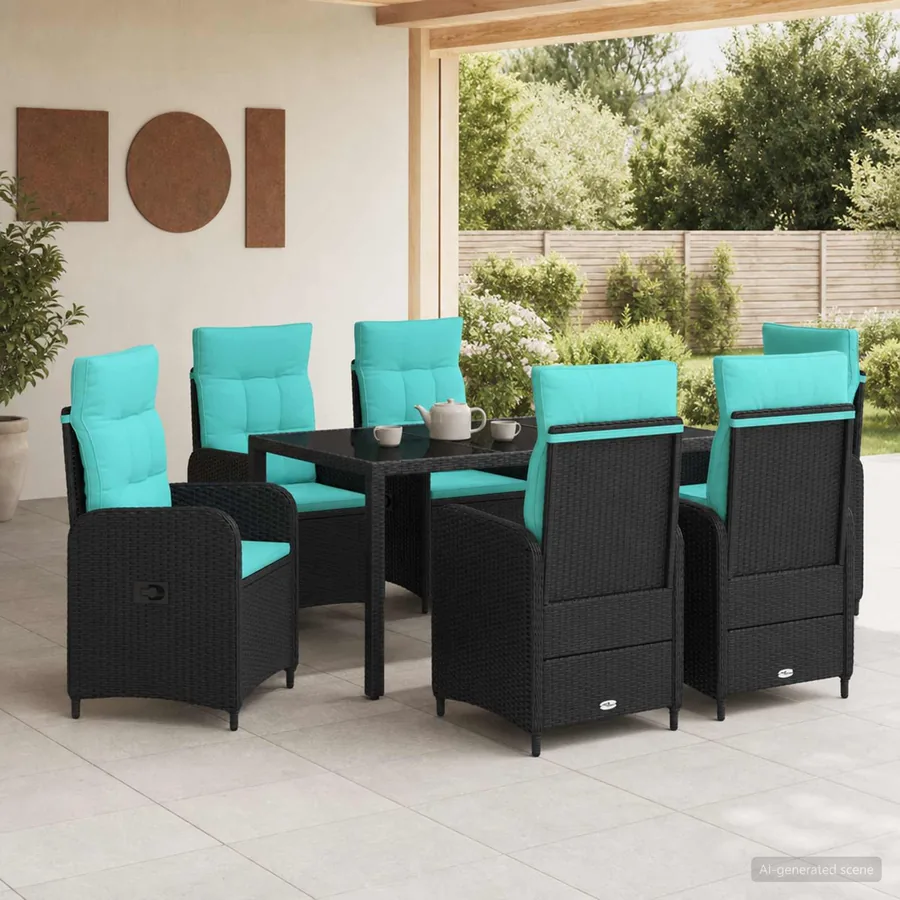 Ensemble de repas extérieur 7 pcs polyrotin