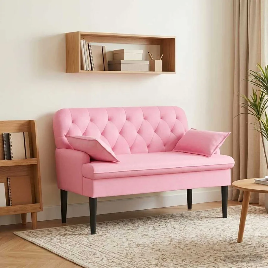 Canapé love seat avec capitonnage en boutons Rose Tissu