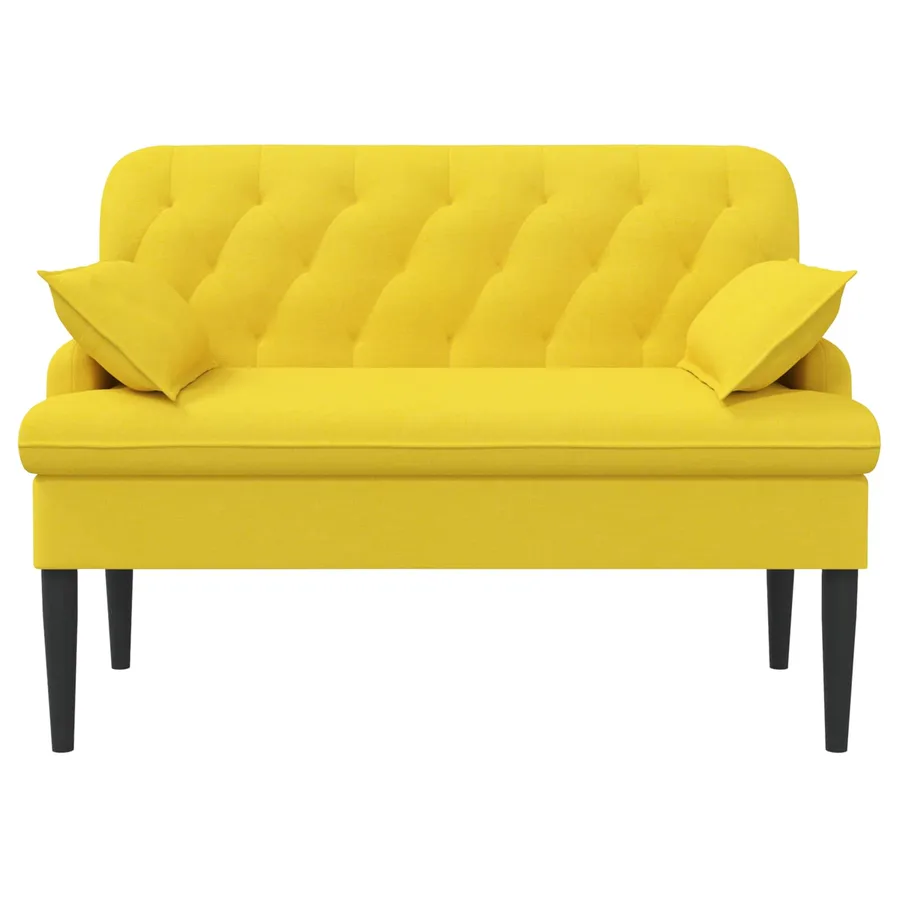 Canapé love seat avec capitonnage en boutons Jaune clair Tissu - 3