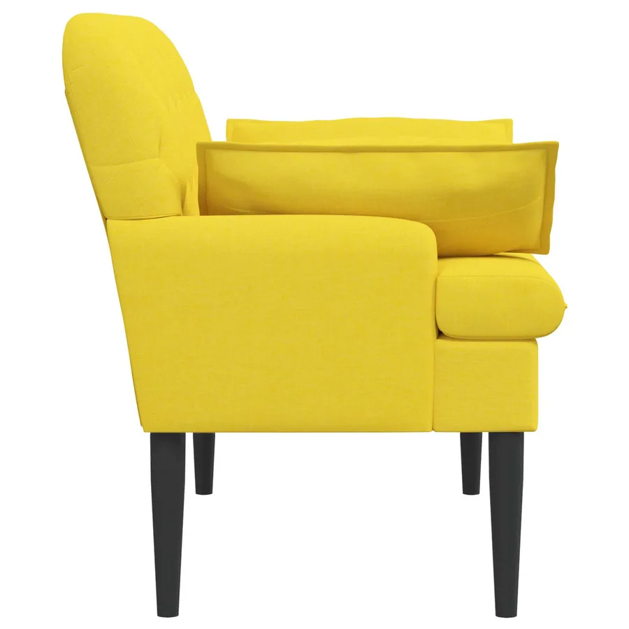Canapé love seat avec capitonnage en boutons Jaune clair Tissu - 4