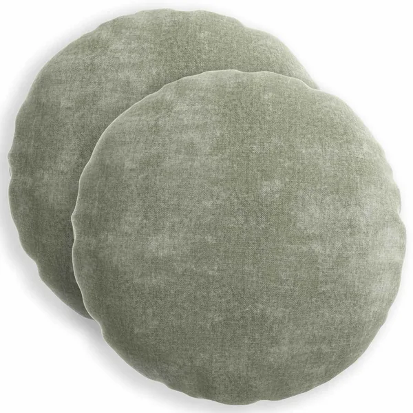 Housse de coussin 2 pcs HEERLEN Vert Ø 40 cm Tissu Chenille