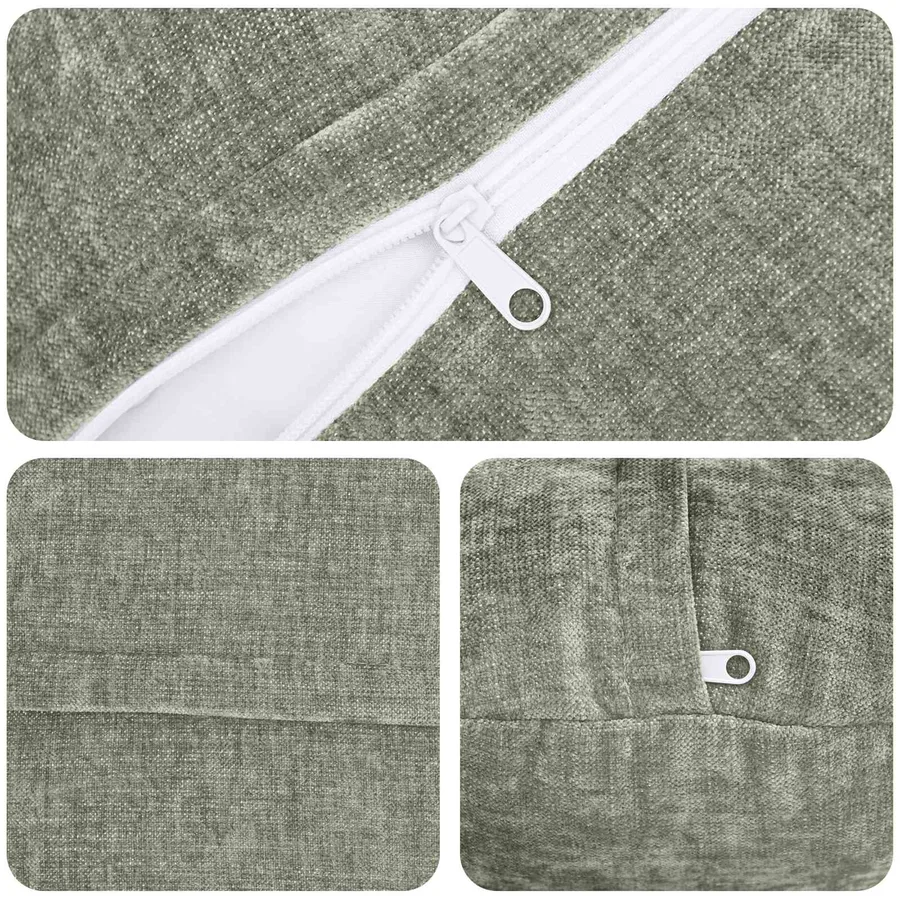 Housse de coussin 2 pcs HEERLEN Vert Ø 40 cm Tissu Chenille - 4