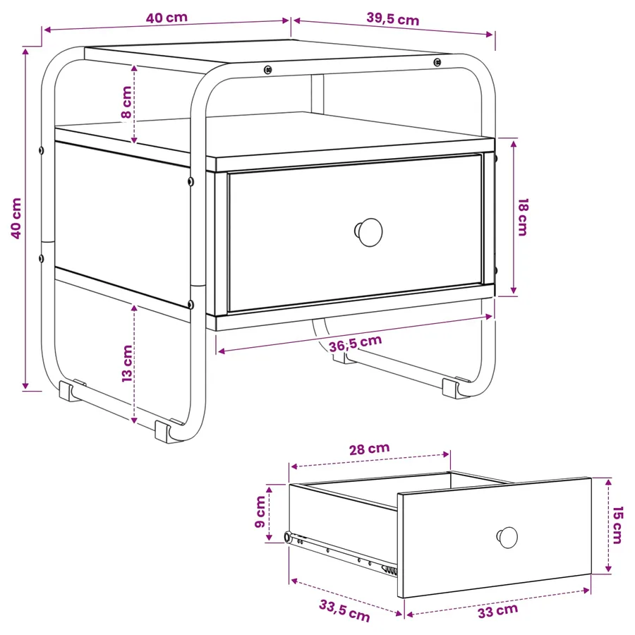 Table de chevet 2 pc Chêne noir Bois d'ingénierie - 11