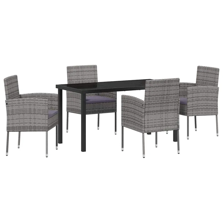 Ensemble de salle à manger pour jardin 5 pcs Gris polyrotin - 2