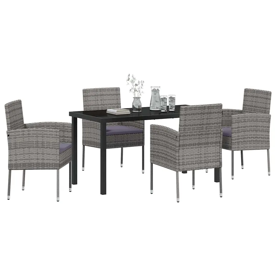Ensemble de salle à manger pour jardin 5 pcs Gris polyrotin - 3