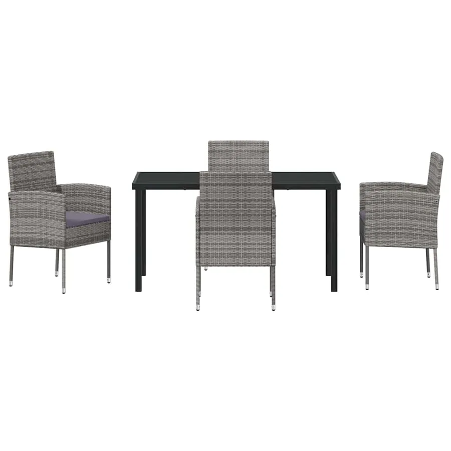 Ensemble de salle à manger pour jardin 5 pcs Gris polyrotin - 7