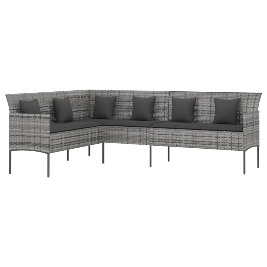 Ensemble à manger jardin 6pcs et coussins gris résine tressée - 5