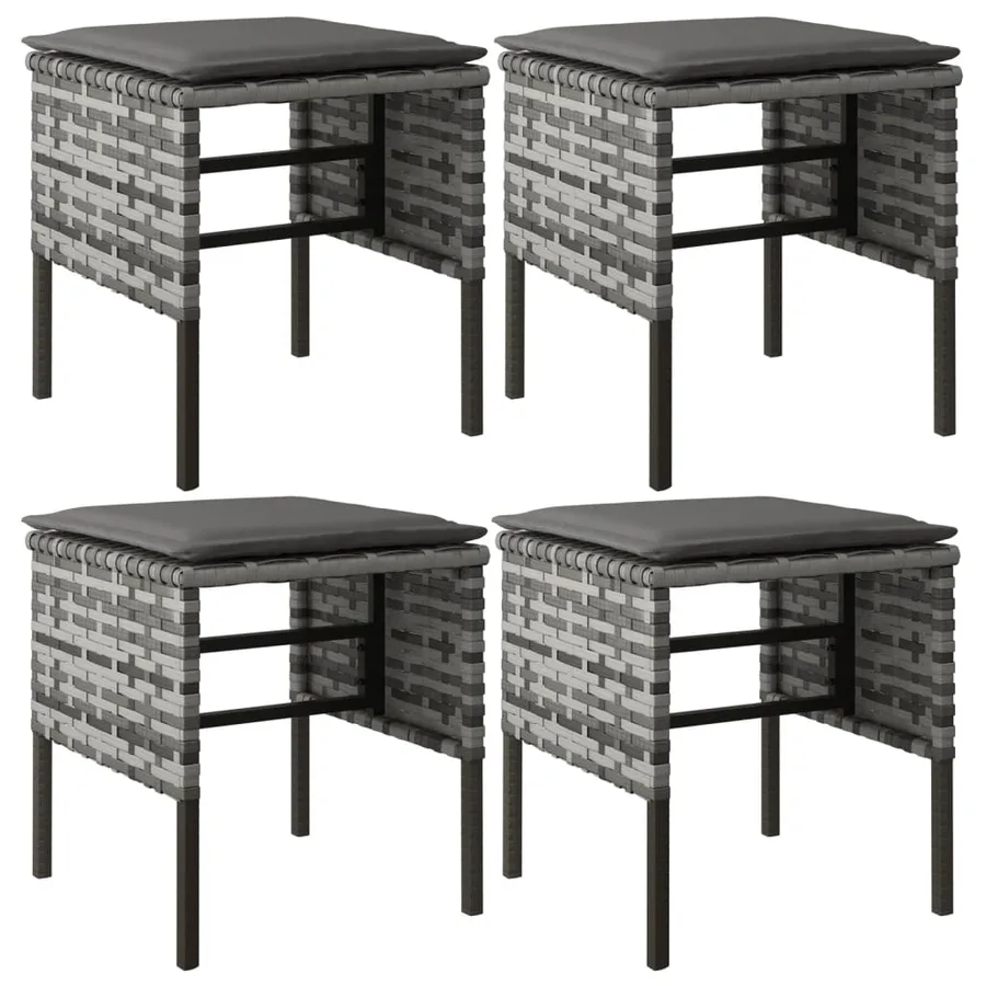 Ensemble à manger jardin 6pcs et coussins gris résine tressée - 7