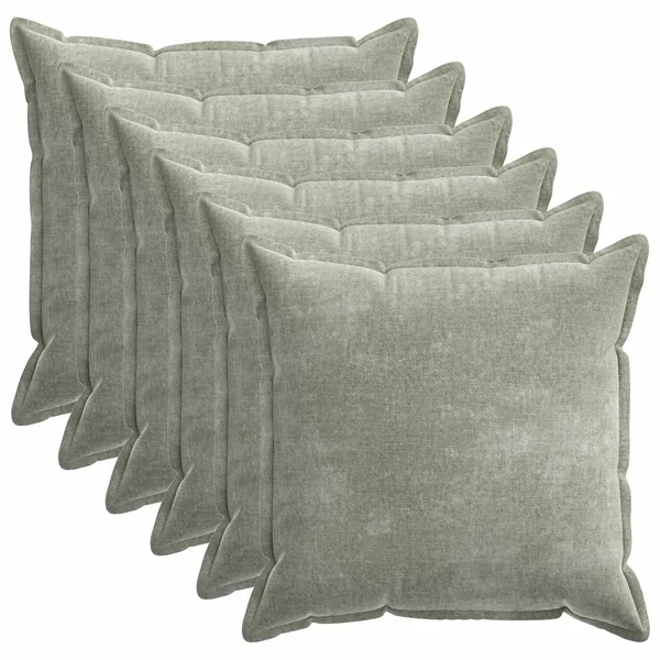 Housse de coussin 6 pcs HOUTEN Vert 70 x 70 cm Tissu Chenille