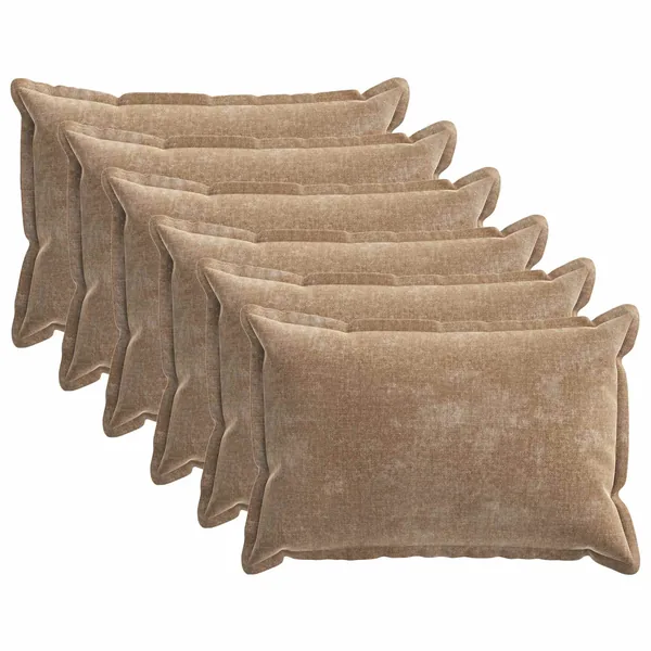 Housse de coussin 6 pcs HOUTEN Marron 50 x 80 cm Tissu Chenille