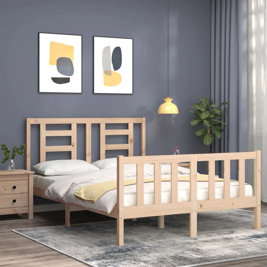 Cadre de lit sans matelas 140x200 cm bois massif de pin - 3