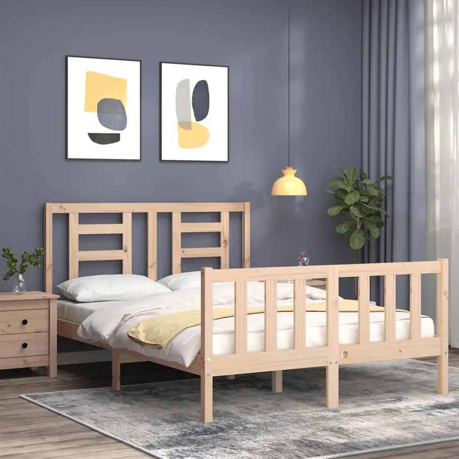 Cadre de lit sans matelas 140x200 cm bois massif de pin - 4