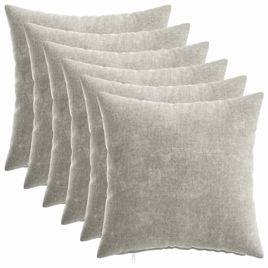 Housse de coussin 6 pcs HEERLEN Gris clair 35 x 35 cm