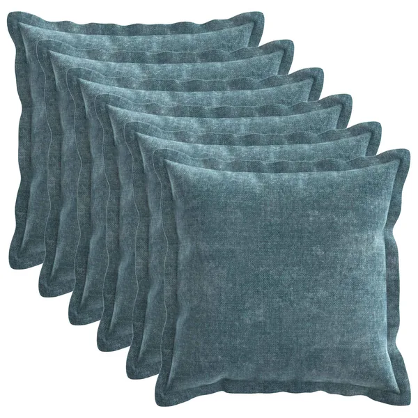 Housse de coussin 6 pcs HOUTEN Bleu 40 x 40 cm Tissu Chenille