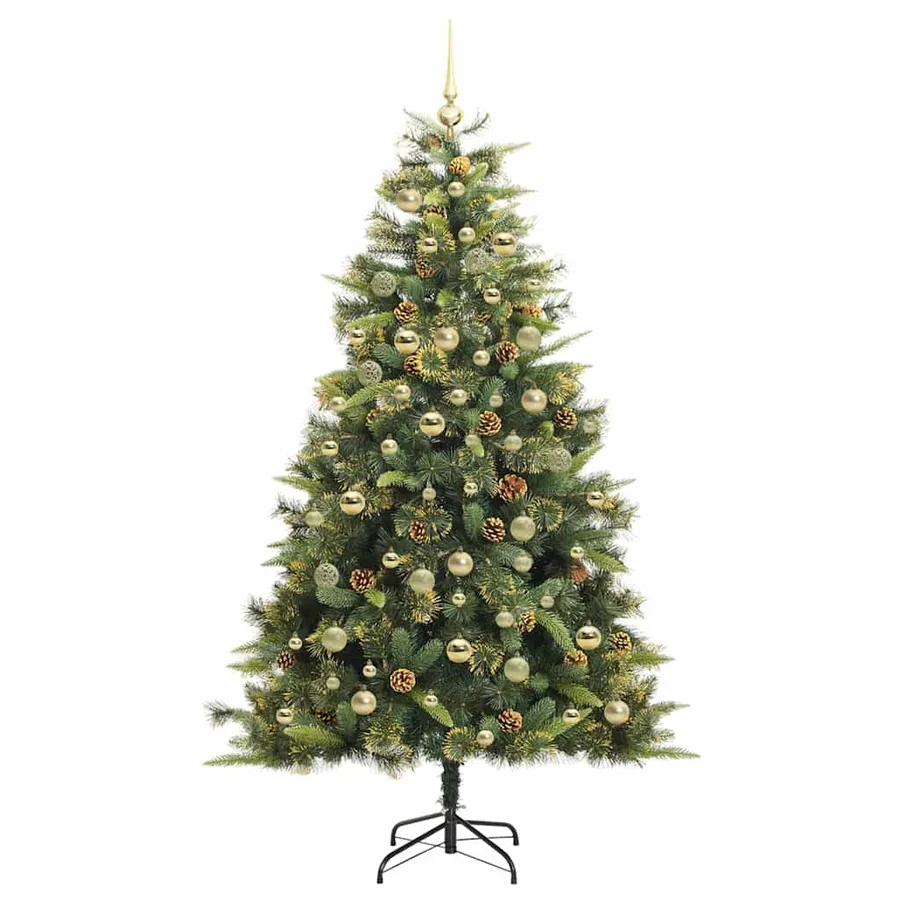 Sapin de Noël artificiel avec branches pliables et cônes 180 cm - 4