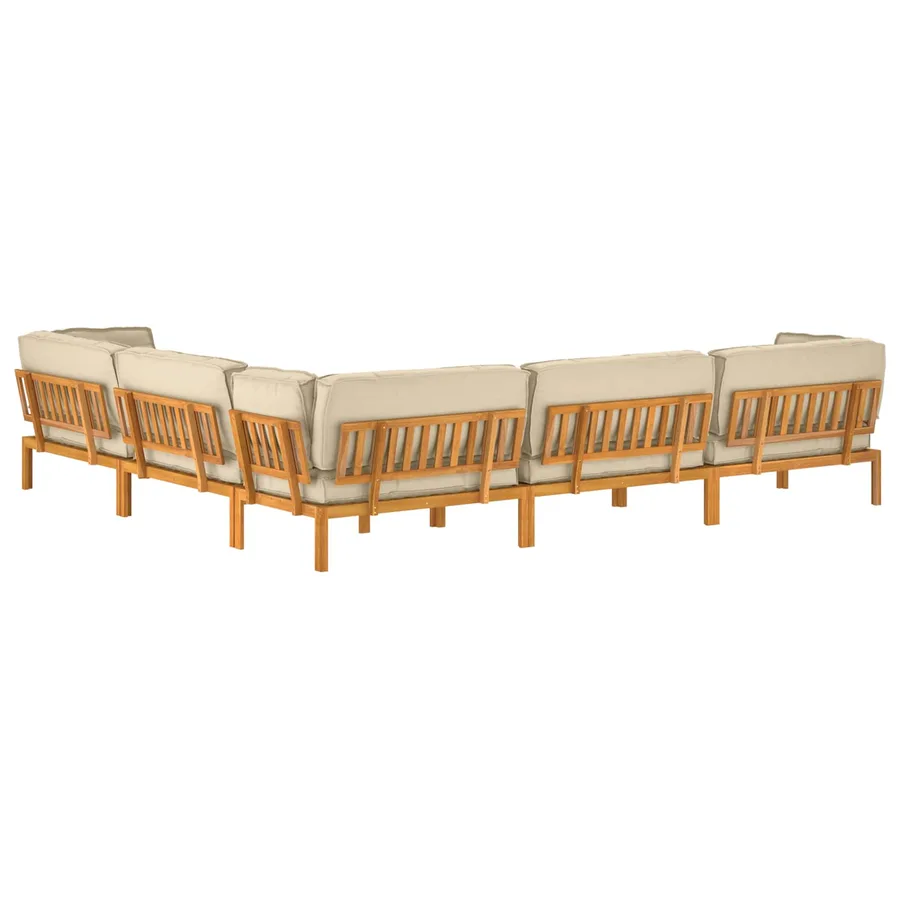 Ensemble de Canapés Uni 6 pcs Beige Bois d'Acacia Massif - 12