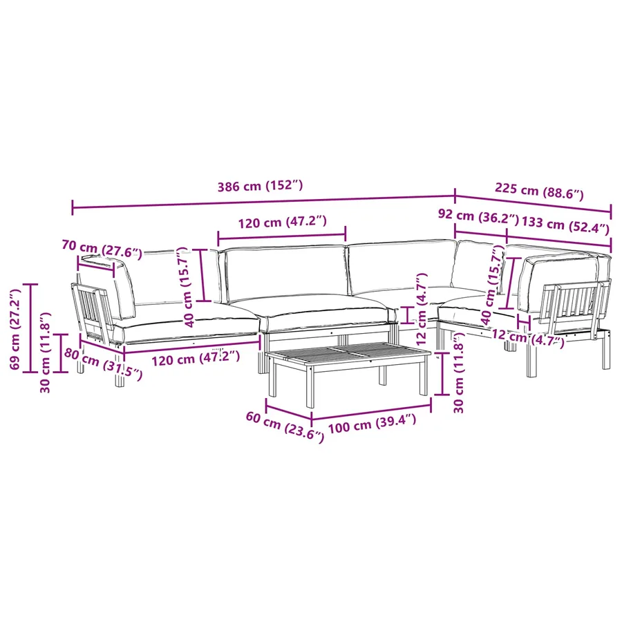 Ensemble de Canapés avec coussin 5 pcs Beige et marron clair - 19