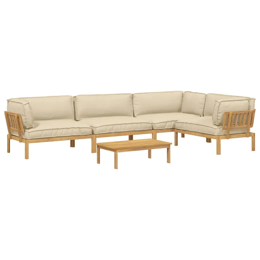 Ensemble de Canapés avec coussin 5 pcs Beige et marron clair - 2