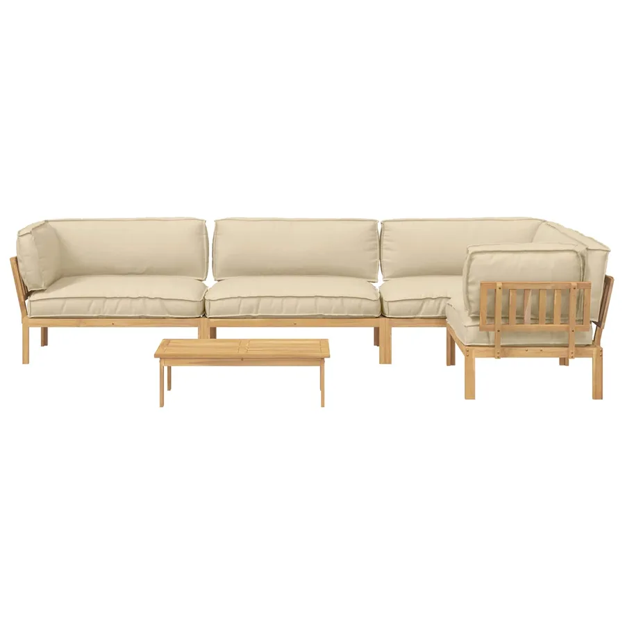 Ensemble de Canapés avec coussin 5 pcs Beige et marron clair - 8