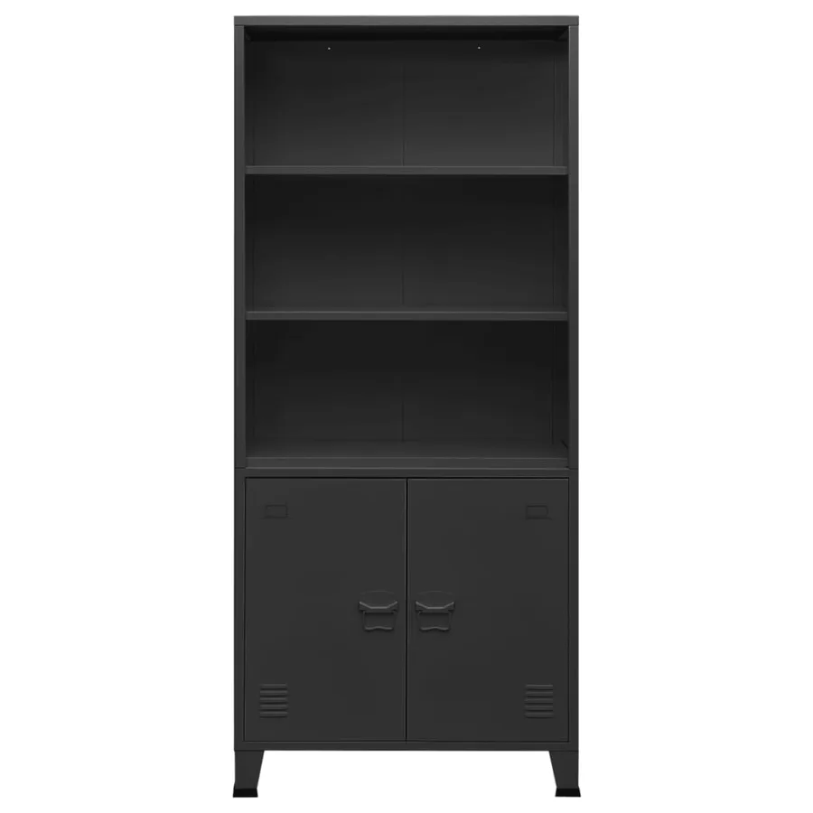 Bibliothèque industrielle Anthracite 80x32x180 cm Acier - 2