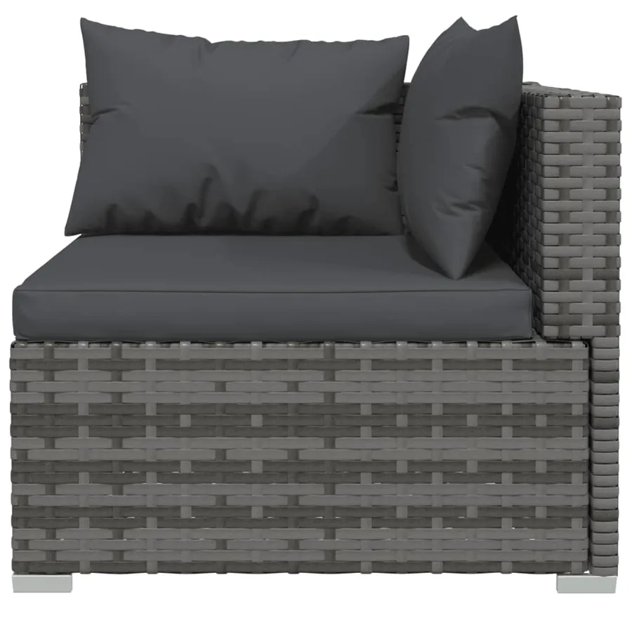 Salon de jardin 9 pcs avec coussins Résine tressée Gris - 4