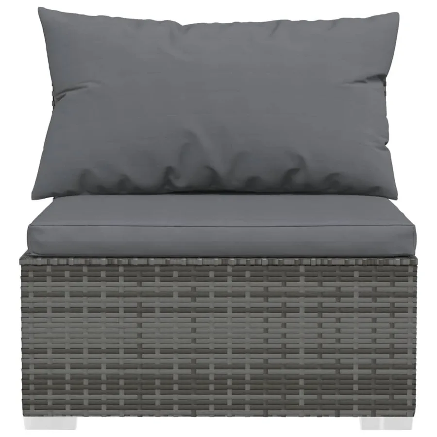 Salon de jardin 9 pcs avec coussins Résine tressée Gris - 6
