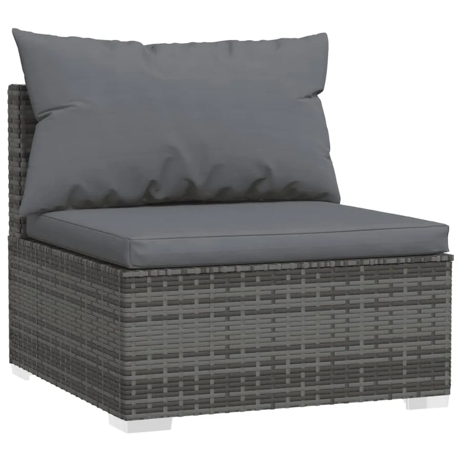 Salon de jardin 7 pcs avec coussins Résine tressée Gris - 3
