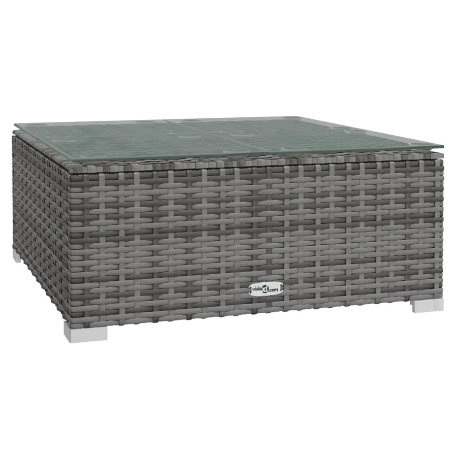 Salon de jardin 7 pcs avec coussins Résine tressée Gris - 5