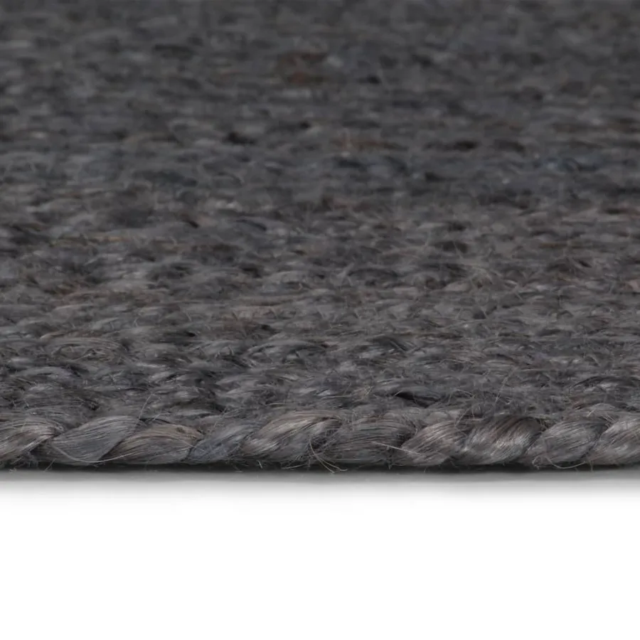 Tapis fait à la main Jute Rond 180 cm Gris foncé - 3