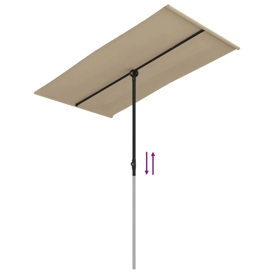 Parasol de jardin avec mât en aluminium 180x110 cm taupe - 7