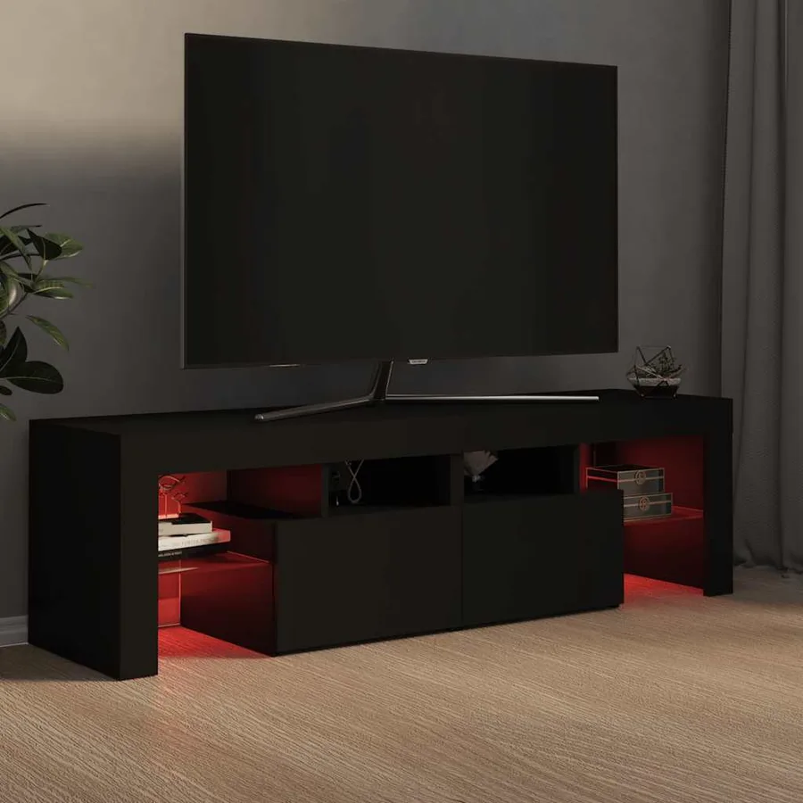 Meuble TV avec lumières LED Noir 140x36,5x40 cm - 5