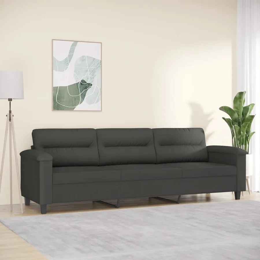 Canapé à 3 places Gris foncé 210 cm Tissu microfibre