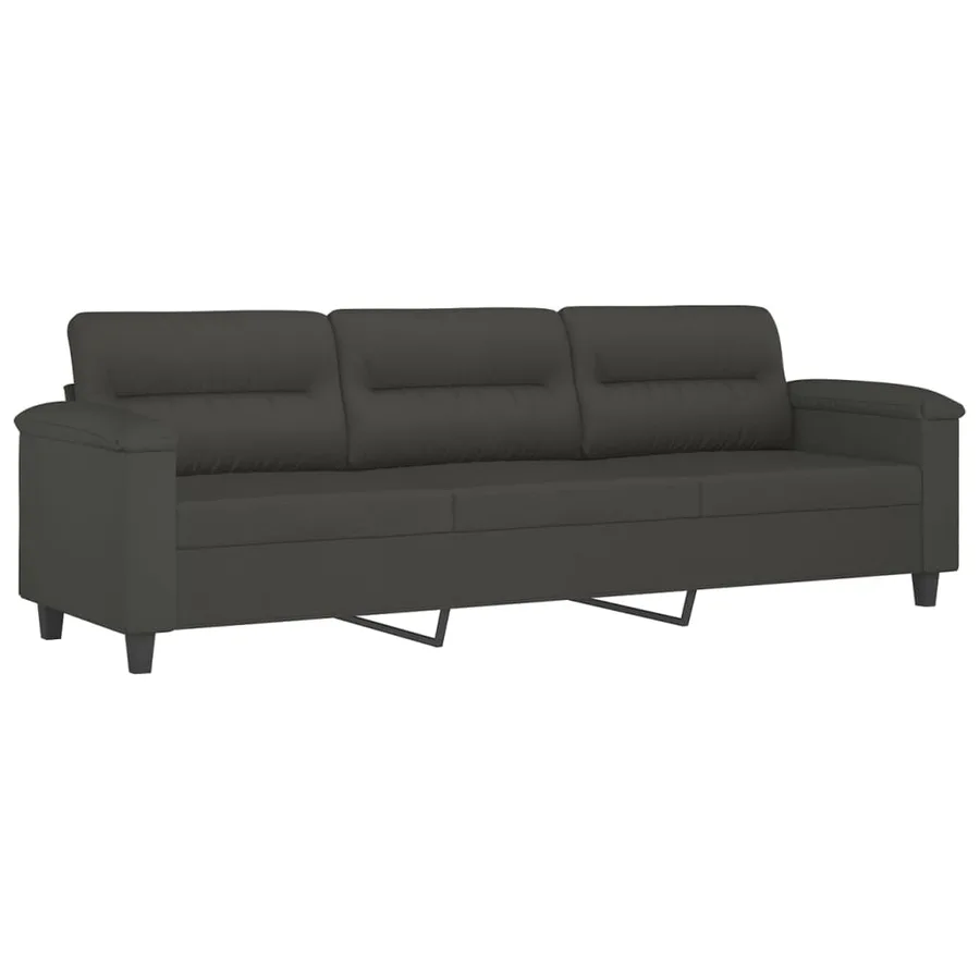 Canapé à 3 places Gris foncé 210 cm Tissu microfibre - 2