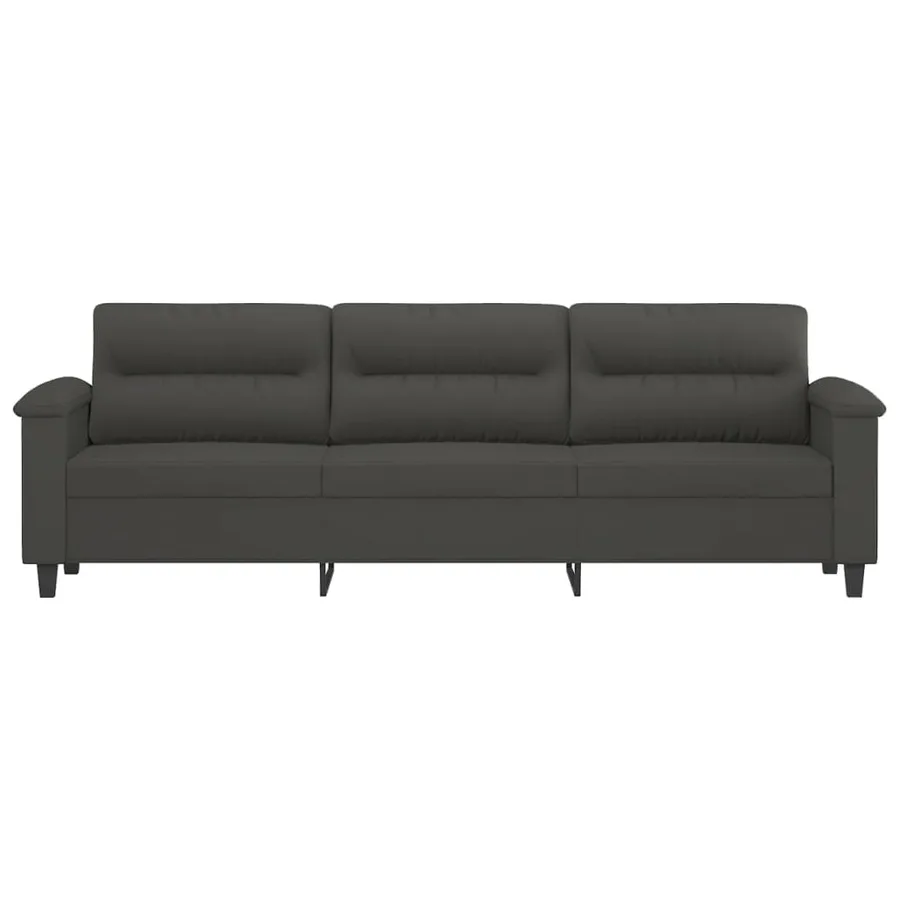 Canapé à 3 places Gris foncé 210 cm Tissu microfibre - 3