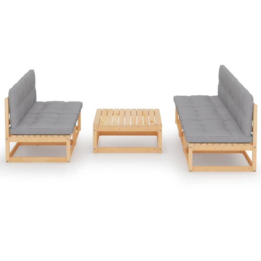Salon de jardin 6 pcs avec coussins Bois de pin massif - 2