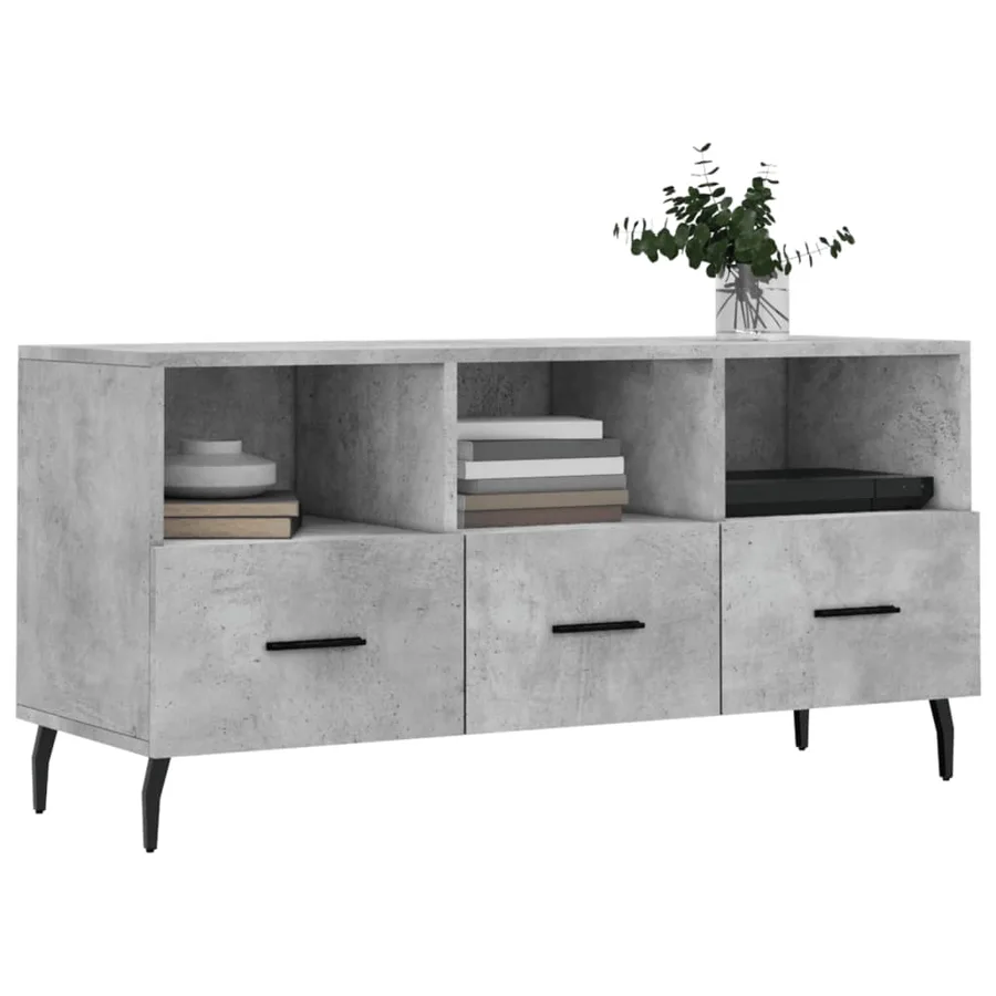 Meuble TV gris béton 102x36x50 cm bois d'ingénierie - 3