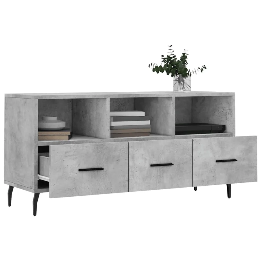 Meuble TV gris béton 102x36x50 cm bois d'ingénierie - 4