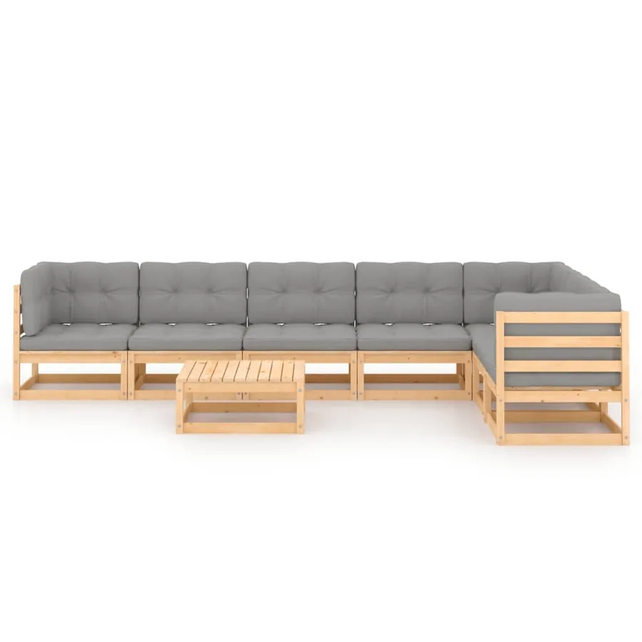 Salon de jardin 8 pcs avec coussins Bois de pin massif - 3