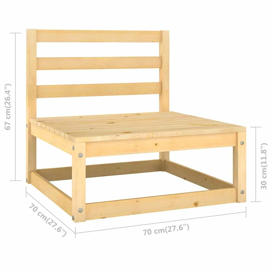 Salon de jardin 8 pcs avec coussins Bois de pin massif - 7
