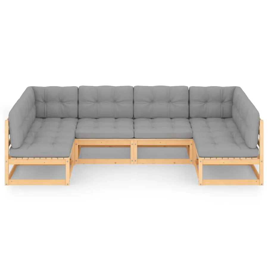 Salon de jardin 6 pcs avec coussins Bois de pin massif - 3